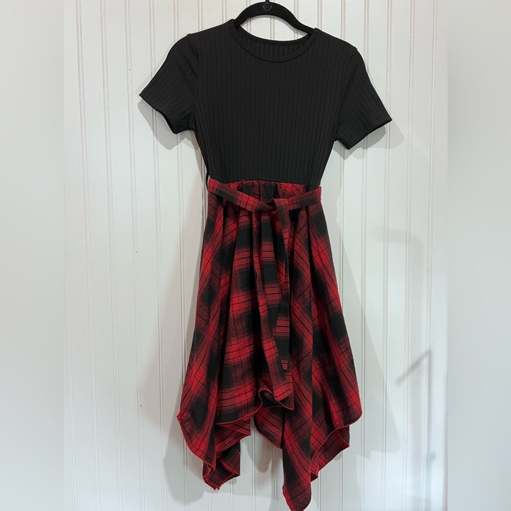 Girls’ Black/Red Checkered Dress - Size 9